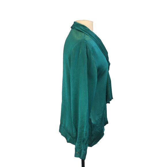 San Andre‎ Womens Vintage 80s Teal Green Secretary Blouse, Ascot, sz 8, 38 bust - Picture 6 of 7